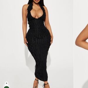 Fashion Nova Elegant Black Halter Maxi Dress
